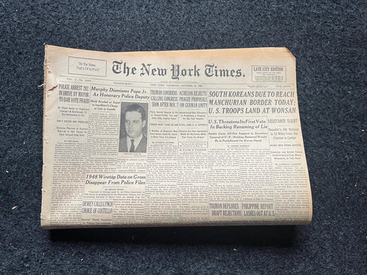 1950 Korean Troops reach Manchuria, Korean Art history, Original Vintage Newspaper, KPOP Gifts Decor, Asian Decor Souvenirs