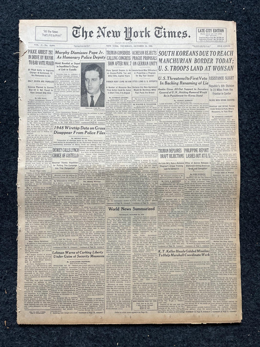 1950 Korean Troops reach Manchuria, Korean Art history, Original Vintage Newspaper, KPOP Gifts Decor, Asian Decor Souvenirs