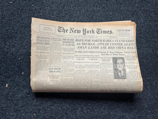 1950 Korean Hope Fades, China Attacks, Korean War Art history, Original Vintage Newspaper, KPOP Stan Gifts Decorations, Asian Souvenirs