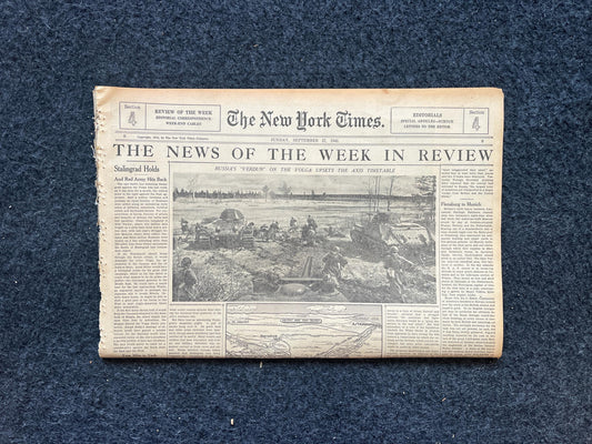 1942 USSR Holds At Volga WW2 Early Vintage Newspaper, Wall Decor, Gifts for him World War 2 Memorabilia Gift, History Art, Dad Grandpa Gifts