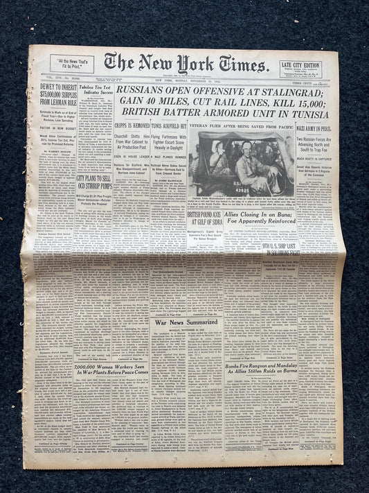 1942 Battle For Stalingrad, Operation Barbosa, WW2 German Invasion of Russia, Original Newspaper, Military Gifts, Russian décor, WW3, USSR