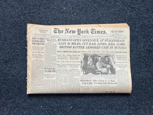 1942 Battle For Stalingrad, Operation Barbosa, WW2 German Invasion of Russia, Original Newspaper, Military Gifts, Russian décor, WW3, USSR