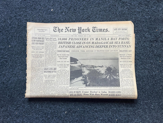 WW2 1942 Fall of Manila Philippines History and Resistance - Luzon Invasion - Vintage Newspaper Original World War 2 Memorabilia