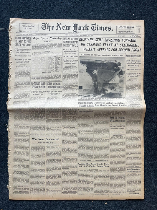 1942 Battle For Stalingrad, Operation Barbosa, WW2 German Invasion of Russia, Original Newspaper, Military Gifts, Russian decor, WW3, USSR