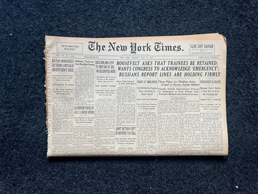 1941 Early WW2 Newspaper, USSR halts Advances into Russia, World War 2 Memorabilia Gifts, History Gifts, Historic Dates, Vintage Newspaper,