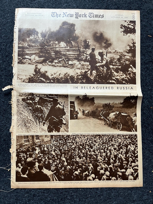1942 Battle For Stalingrad, Operation Barbosa, WW2 German Invasion of Russia, Original Newspaper, Military Gifts, Russian decor, WW3, USSR