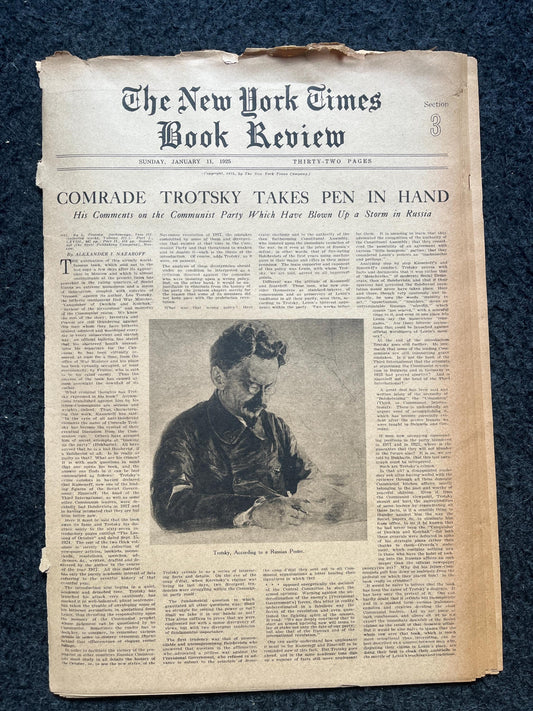 Vintage 1925 Trotsky Communist Writing, Communist Souvenirs Gifts, Original Newspaper,  History Gifts, Gifts for Dad, History Collectibles