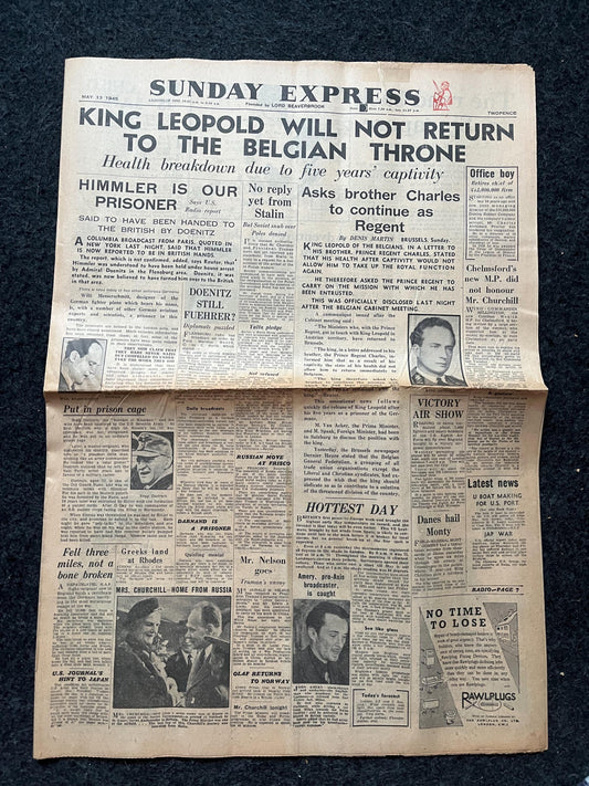 1945 King Leopold Abdicates Throne, Gifts for Him, Belgian Decor WW2 Memorabilia, Belgian history gifts, Gifts for History Nerds, Europe