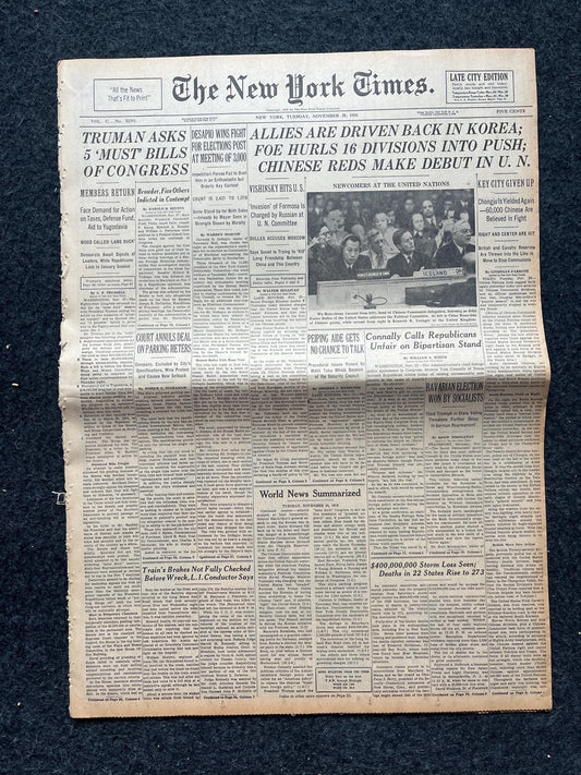 1950 Korean War Starts, US Forces Aid Korea, Korean Art history, Original Vintage Newspaper, KPOP Gifts Decor, Asian Decor Souvenirs