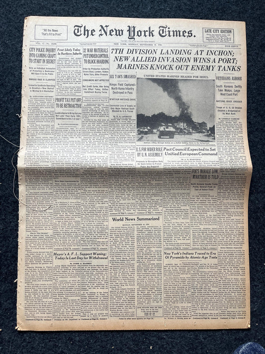 1950 Korean War Starts, US Forces Aid Korea, Korean Art history, Original Vintage Newspaper, KPOP Gifts Decor, Asian Decor Souvenirs