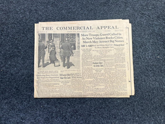 1968 MLK Jr Race Riots, Marches, US History, Civil Rights Black History BLM – Vintage Original Newspaper,