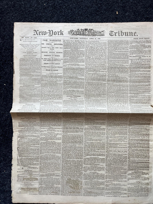 1866 14th Amendment Passes Senate, Civil War Original Newspaper, History Memorabilia Gift, Gift for Dad, Vintage Collectible, Southern Decor
