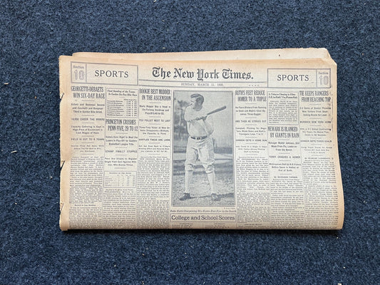 1923 Babe Ruth Sports Section, Babe Ruth Memorabilia Gifts, Vintage Sports Memorabilia, Original Baseball Gifts, Gifts for Husband Dad, Amer
