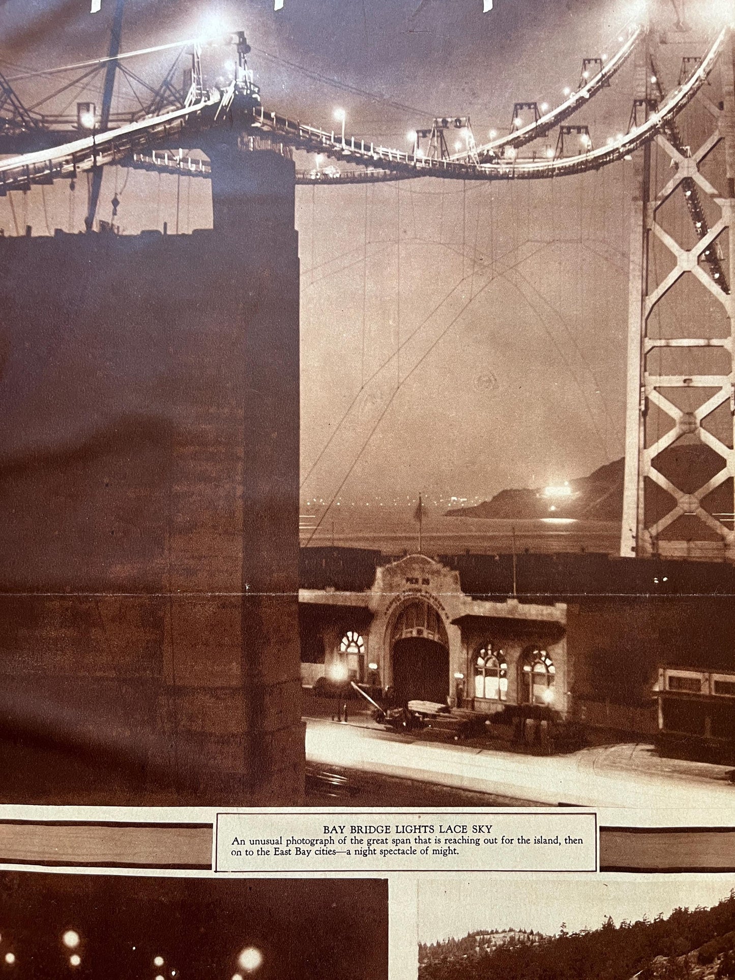 1936 SF Nightlife and Bridges, San Francisco Souvenirs, Celebration of SF Pride History, Bay Area Bridge, vintage Newspaper