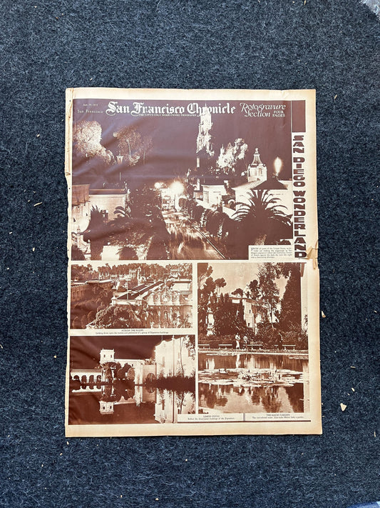 1936 SF Nightlife and Bridges, San Francisco Souvenirs, Celebration of SF Pride History, Bay Area Bridge, vintage Newspaper
