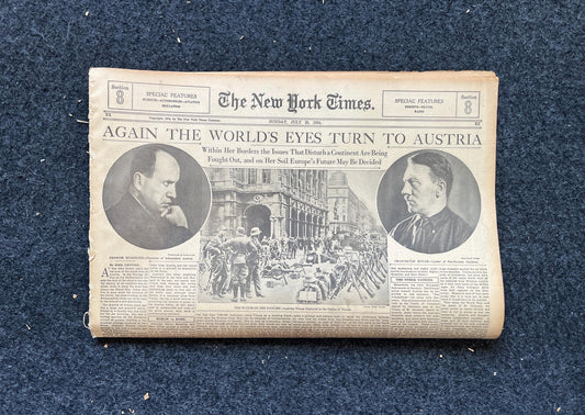 1934 Mussolini and German Chancellor Seize Austria, Prelude to WW2, Vintage Newspaper, Original History Gift, WW2 Memorabilia, Gifts for Him