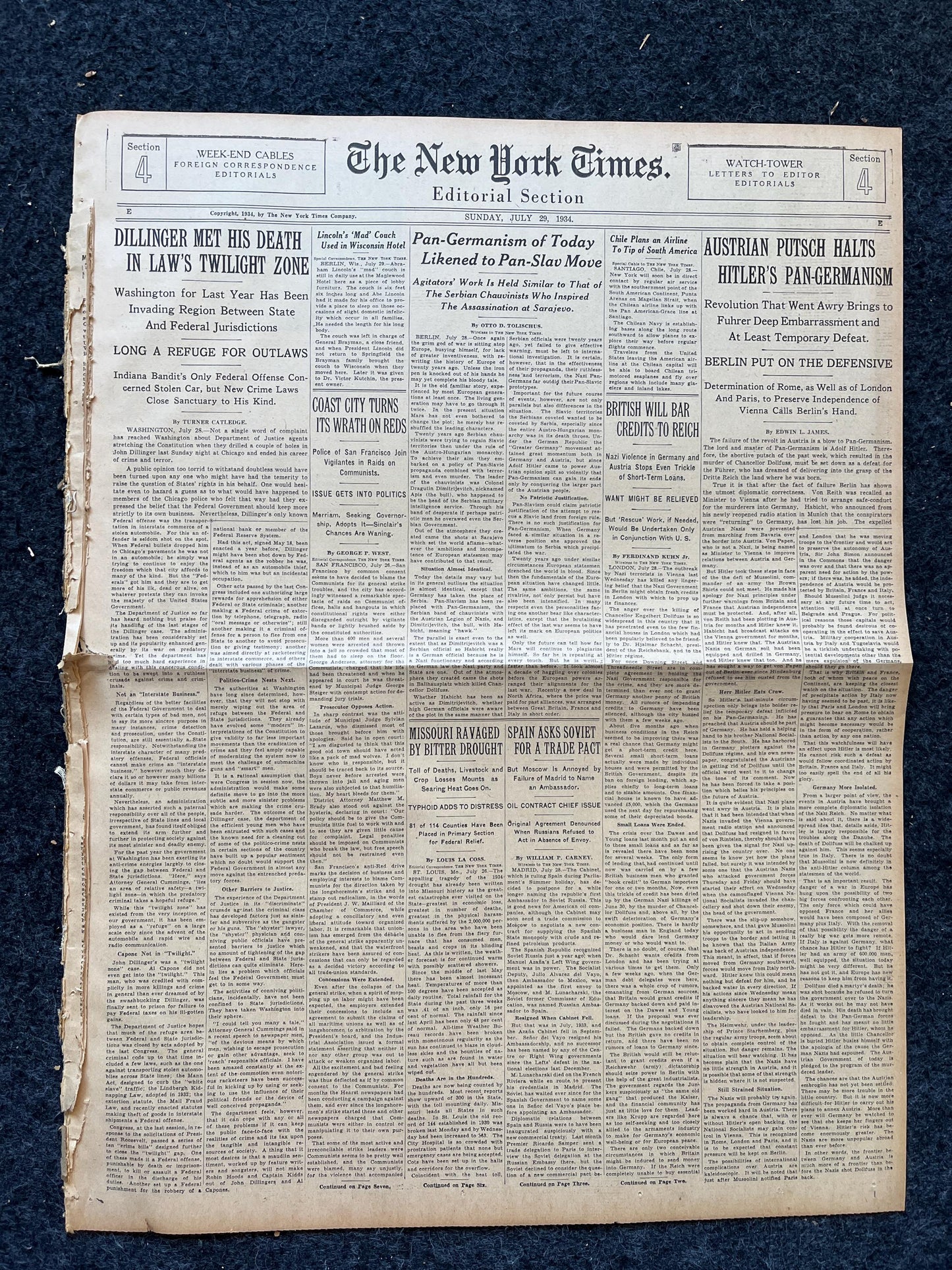 1934 Jon Dillinger Killed in Gunfight, Gifts for Him, Famous Serial Killer, True Crime Memorabilia, Bar Mancave Gifts, Gangster Artwork