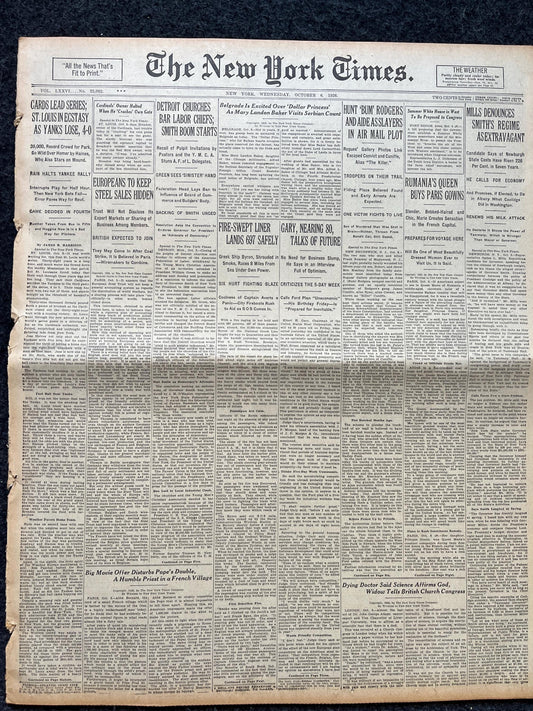 1926 Saint Louis Babe Ruth Wins Championship of Baseball, Vintage Baseball memorabilia, Sports Collectibles and Gift, Wall Decor Sports fans