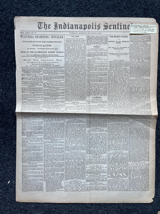 1875 Opening of Vanderbilt University, Vanderbilt Gifts and Souvenirs, Tenessee Gifts, Nashville Souvenirs and Gifts Original Newspaper