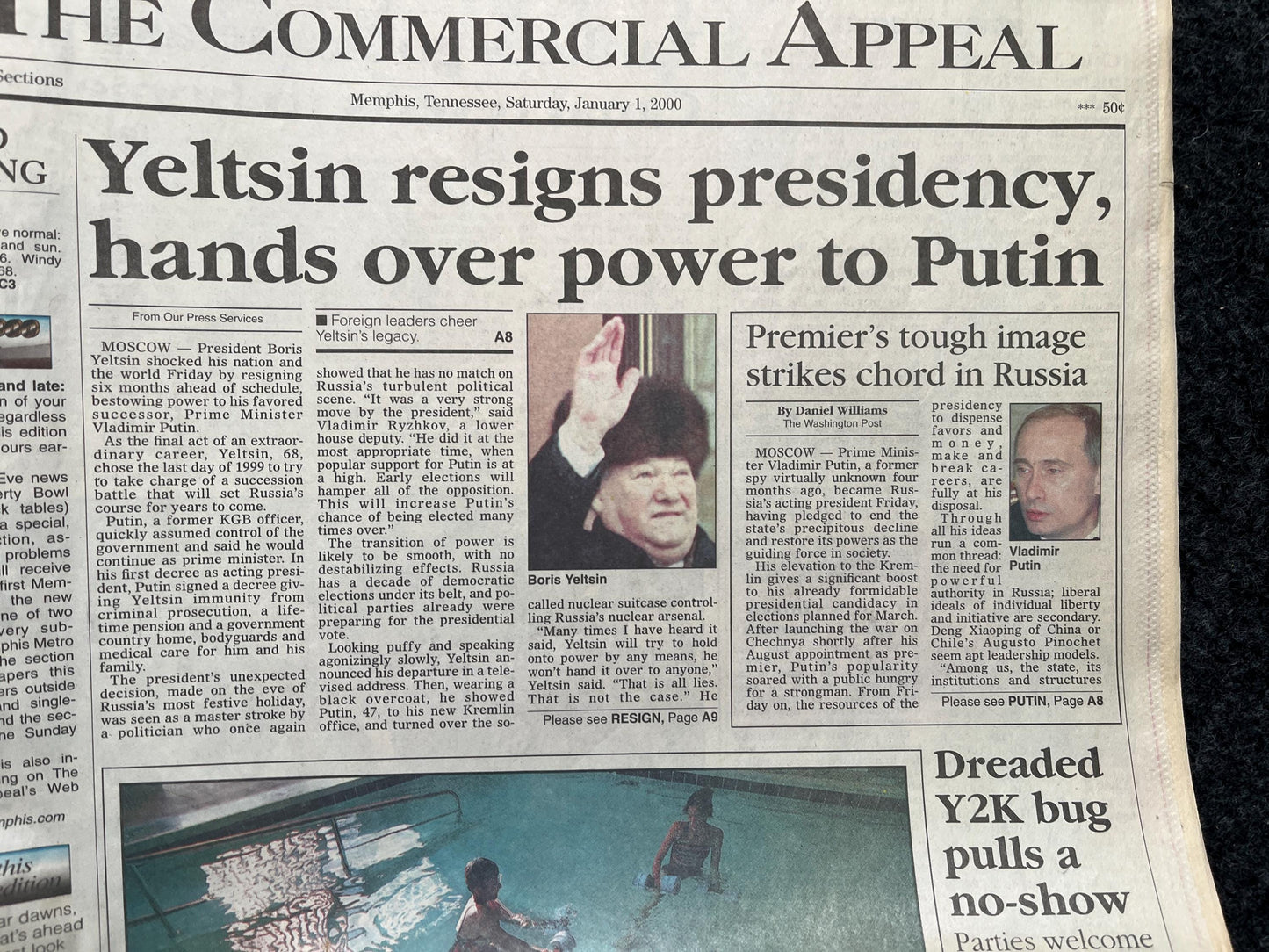 2000 Putin Takes Control of Russia from Yeltsin, Vintage Newspaper, Communist Memorabilia, USSR Propaganda Art, History Russian Gifts