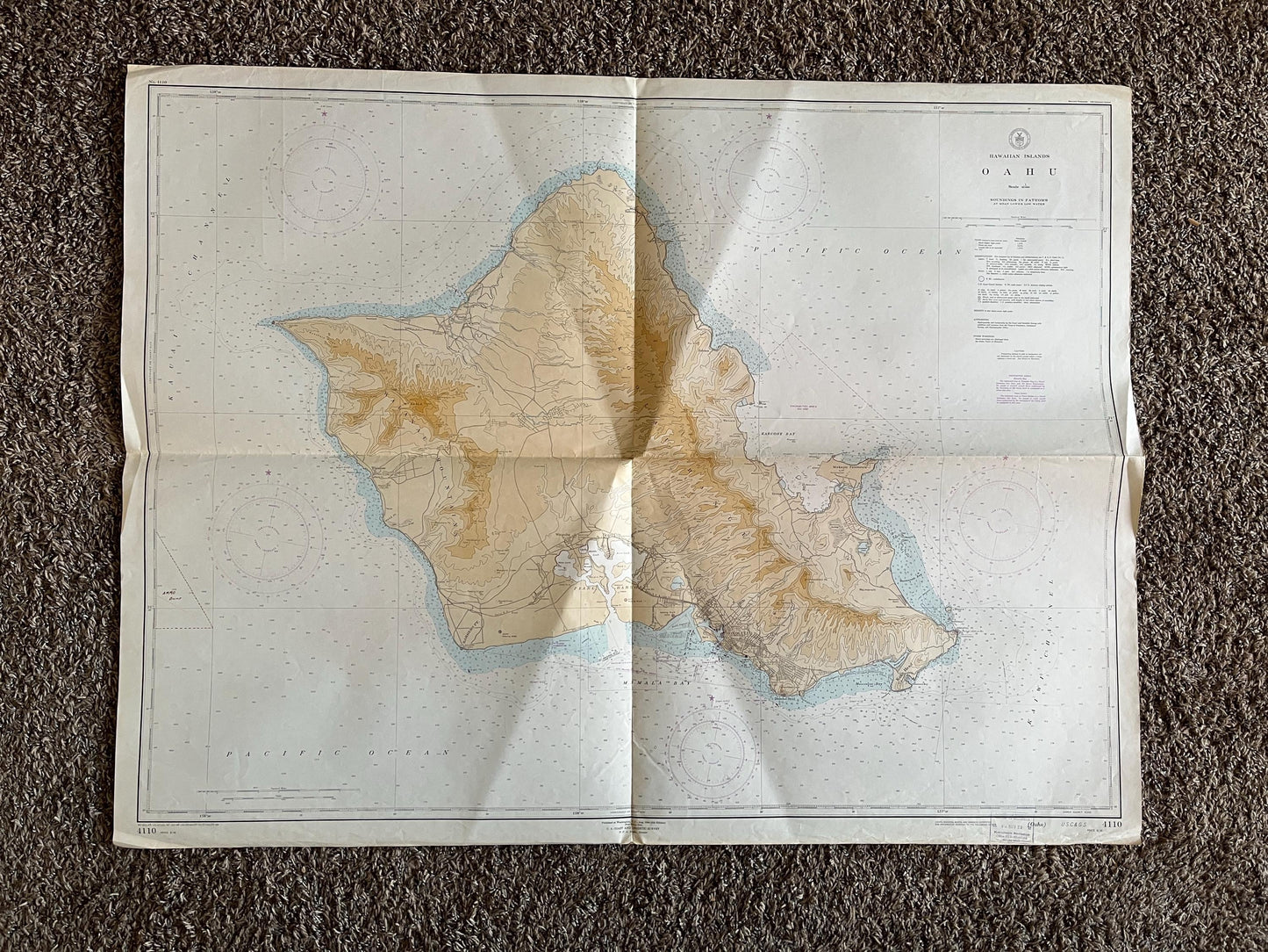 Large 1950s Map of Hawaii and Oahu 32 x 46, Pearl Harbor Maps, Vintage Travel Art, Hawaiian Artwork, Hawaiian Souvenirs Gifts, Island Art