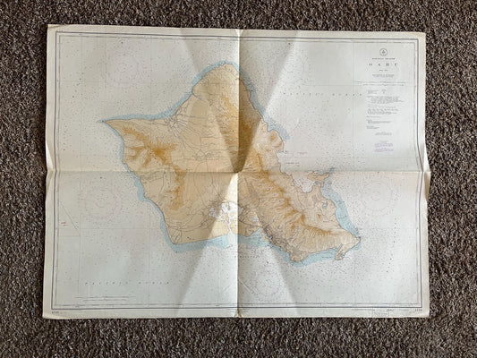 Large 1950s Map of Hawaii and Oahu 32 x 46, Pearl Harbor Maps, Vintage Travel Art, Hawaiian Artwork, Hawaiian Souvenirs Gifts, Island Art