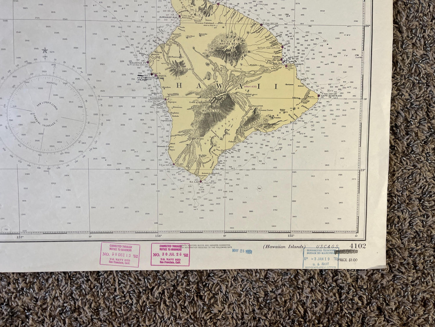 Large 1950s Map of Hawaii and Oahu 32 x 46, Pearl Harbor Maps, Vintage Travel Art, Hawaiian Artwork, Hawaiian Souvenirs Gifts, Island Art