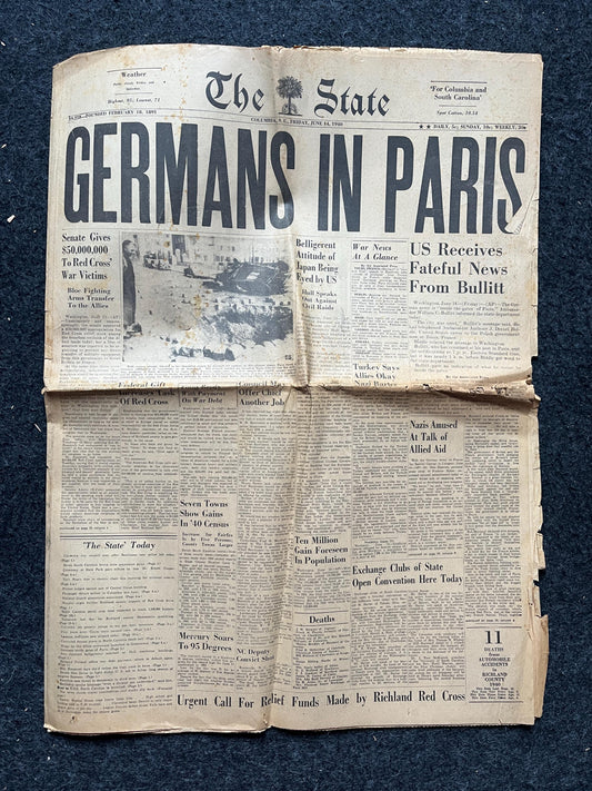 1940 Fall of Paris World War 2 - WW2 Memorabilia, French Gifts, History Collectibles, Europe World War 2 History