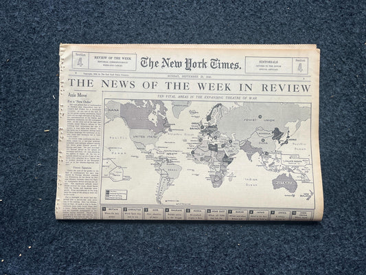 1940 WW2 Early Vintage Newspaper, Wall Decor, German Blitzkreig, Gift for him, World War 2 Memorabilia Gifts, History Gifts, WW3