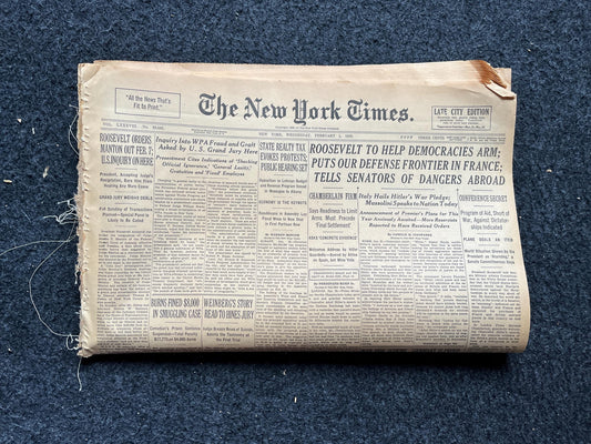 1939 WW2 Early Vintage Newspaper, Wall Decor, German Blitzkreig, Gift for him, World War 2 Memorabilia Gifts, History Gifts, WW3