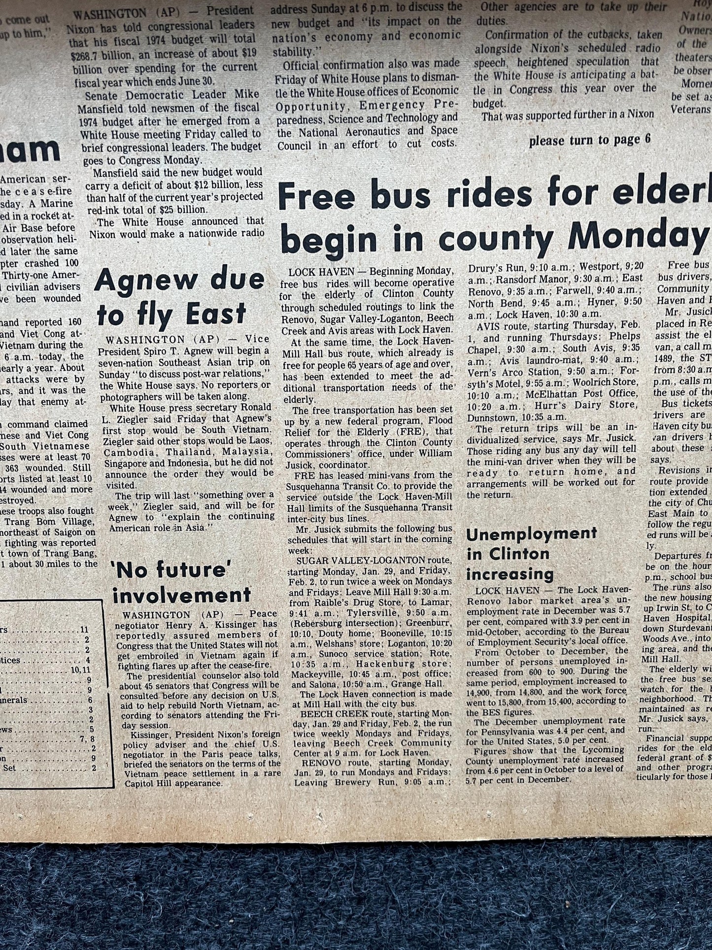 End Of Vietnam War - Nixon Ends War in Vietnam January 24th 1973 - Original Vintage Newspaper