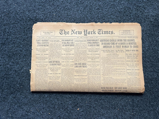 1926 Gertrude Ederle Swims English Channel, Female Empowerment, Girl Power, Original Vintage Newspaper, Aviation History Gifts, British Art