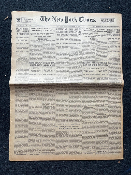 1936 Olympics boycott due to Jewish Athlete Ban, Olympic Memorabilia Gift Vintage Newspaper History and Artwork Original History Memorabilia