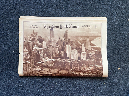 1931 New York City Skyline Manhattan New York Times - Teton European Mountains - Original Vintage Newspaper Pictorial Section