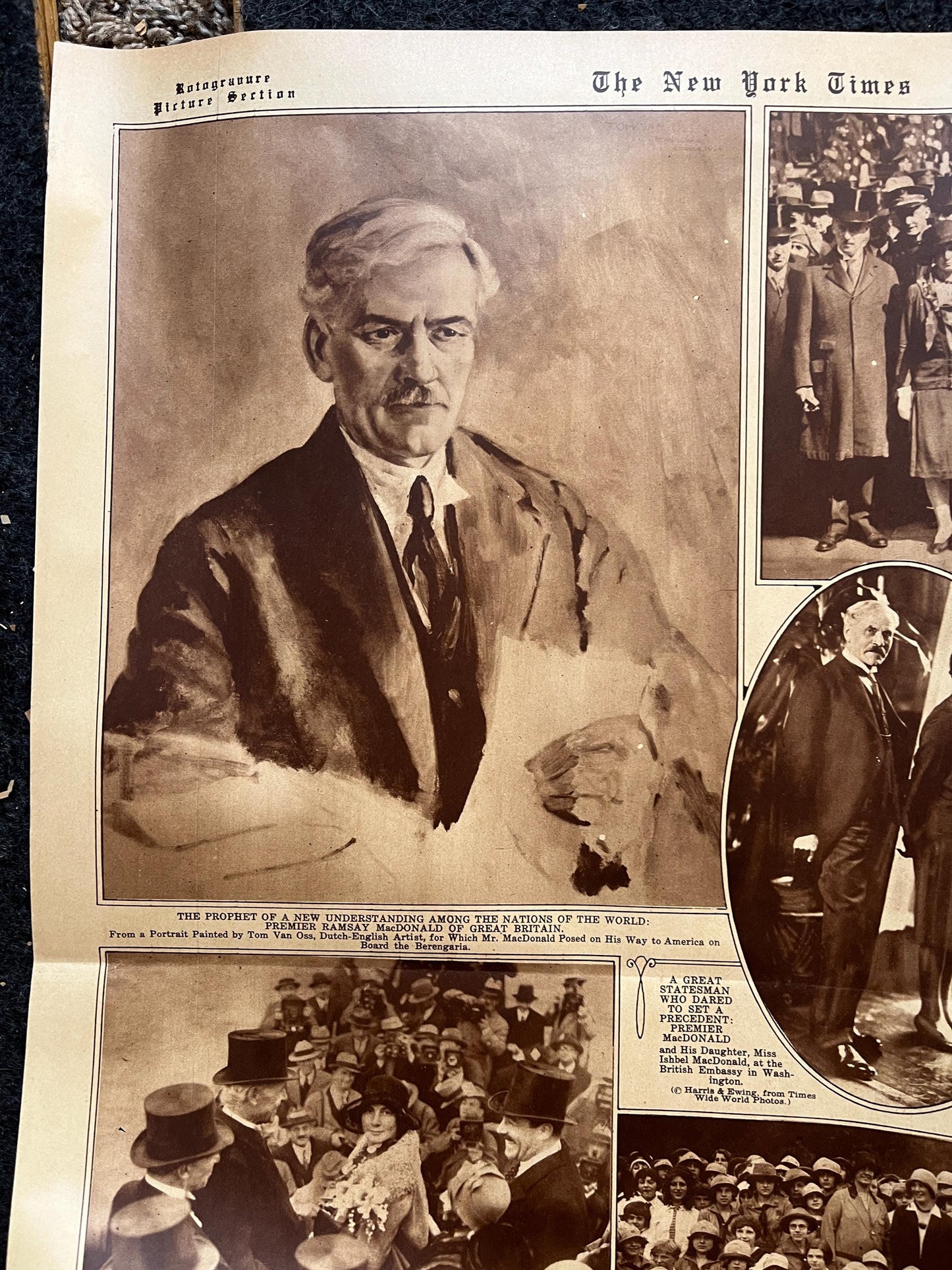 1929 Wreath Laying of WWI Tomb of Unknown Soldier Burial Newspaper, WWI Memorabilia, Arlington Cemetery Burial – US Military