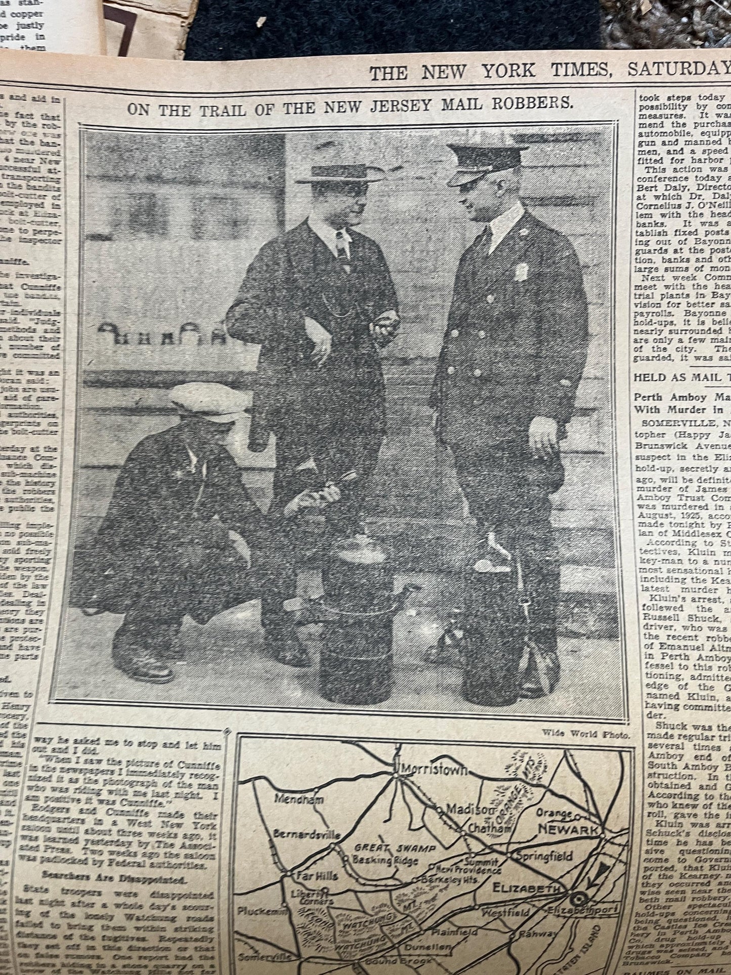 1926 Gangster James Killer Cunniffe Mail Heist, , Original Vintage Newspaper, Great Depression Collectibles, Man Cave Bar Art Gifts for Him