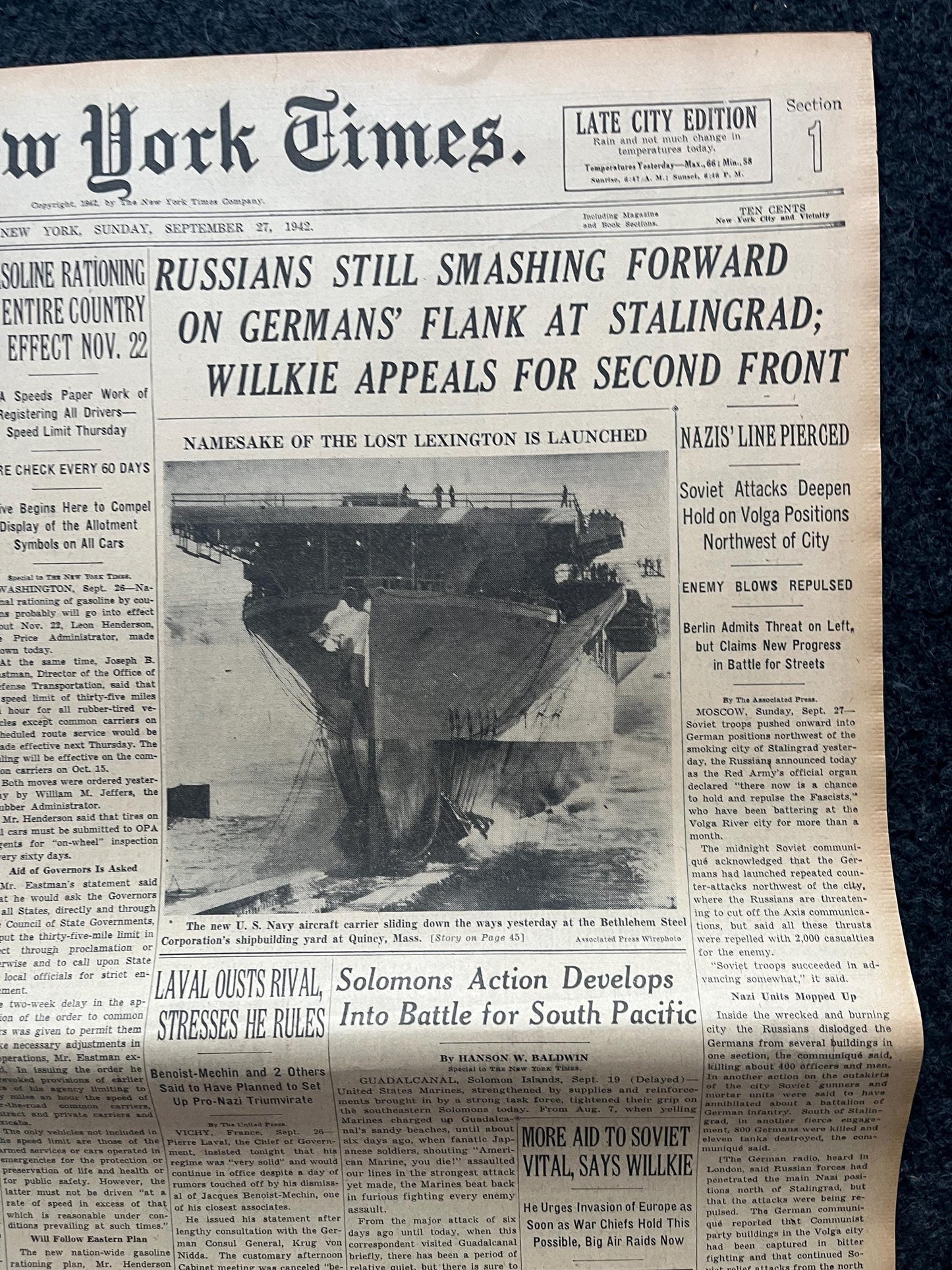1942 Battle For Stalingrad, Operation Barbosa, WW2 German Invasion of Russia, Original Newspaper, Military Gifts, Russian decor, WW3, USSR