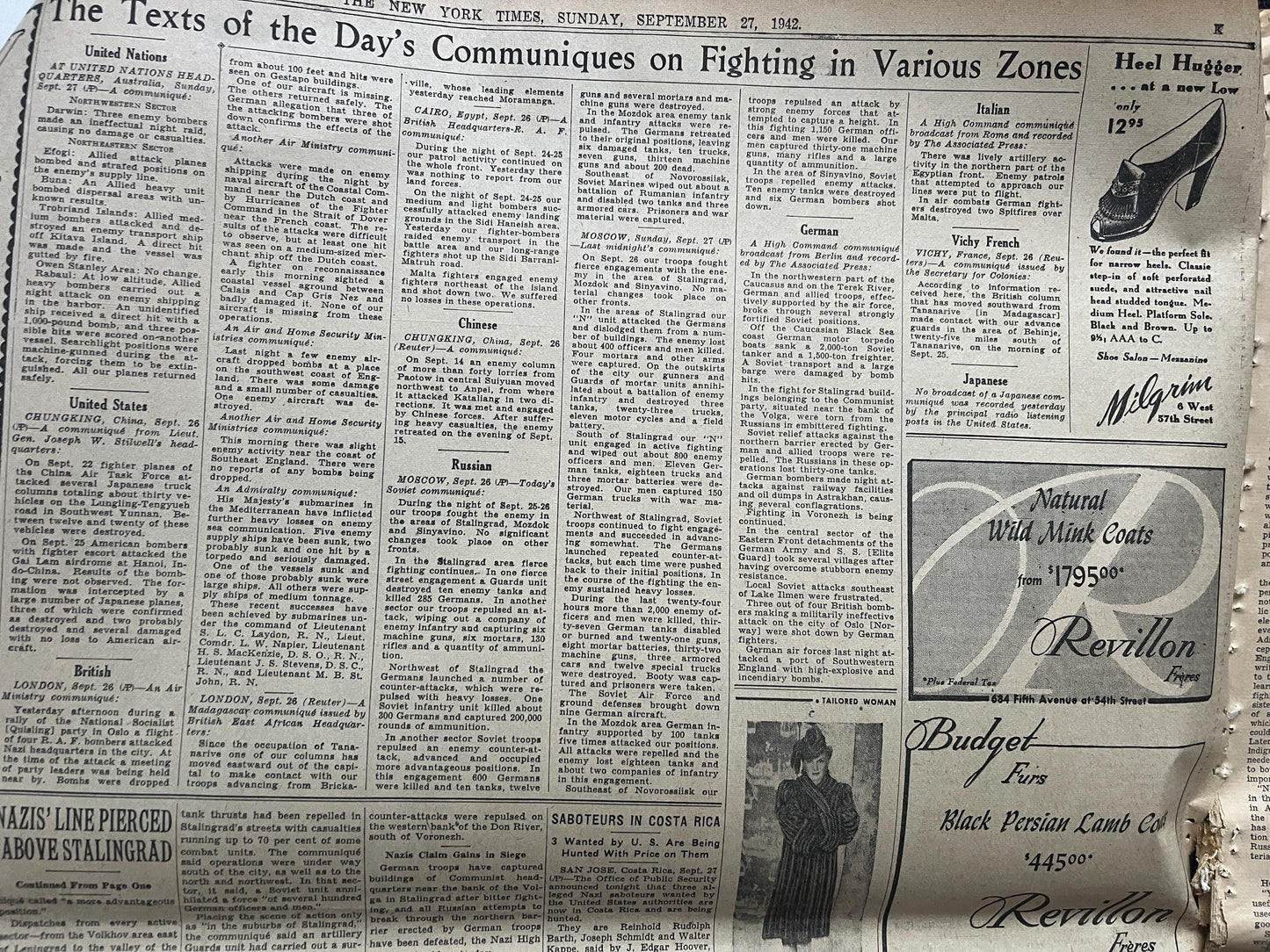 1942 Battle For Stalingrad, Operation Barbosa, WW2 German Invasion of Russia, Original Newspaper, Military Gifts, Russian decor, WW3, USSR