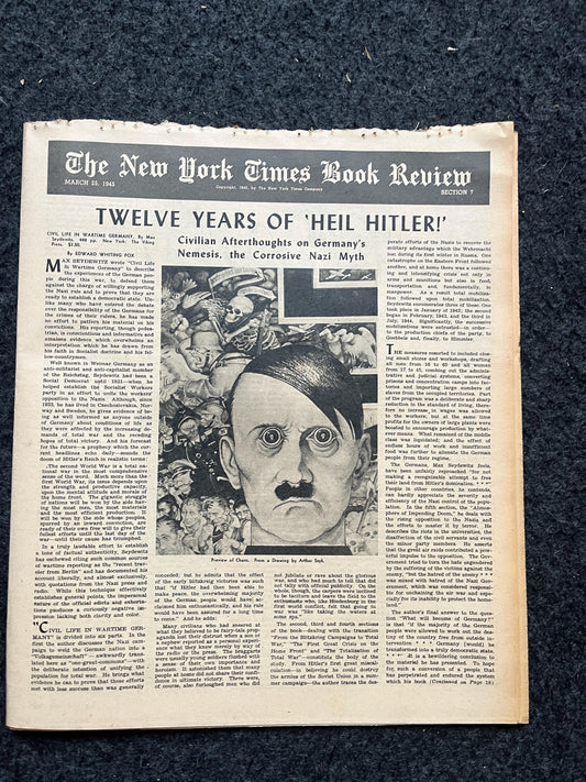 Vintage 1945 WW2 Magazine Section, Original Newspaper, Military History Gifts, Gifts for Dad Him, History Collectibles, WW2 Memorabilia