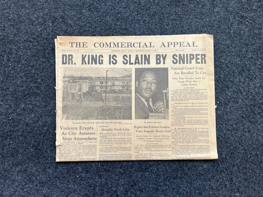 1968 MLK Jr Assassination Newspaper – Day After - Martin Luther King Jr History Civil Rights Black History BLM – Vintage Original Newspaper