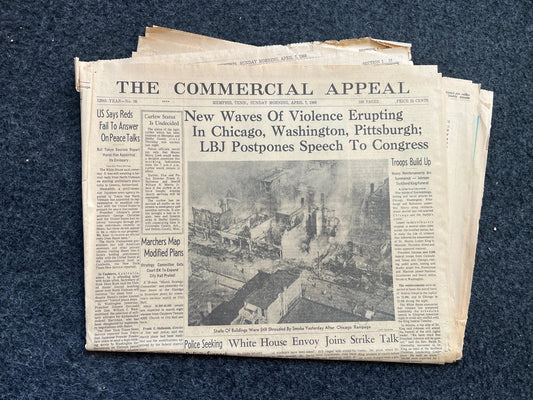 1968 MLK Jr Race Riots, Marches, US History, Civil Rights Black History BLM – Vintage Original Newspaper,