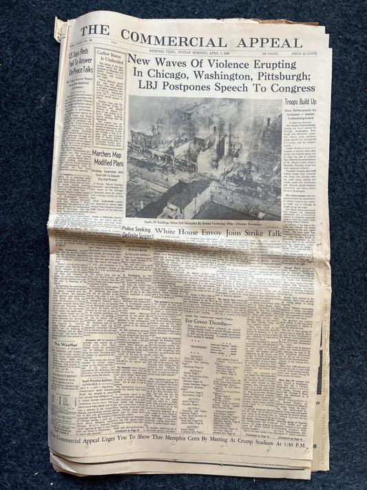 1968 MLK Jr Race Riots, Marches, US History, Civil Rights Black History BLM – Vintage Original Newspaper,