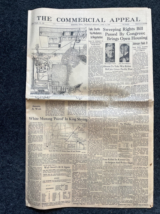 1968 Civil Rights Bill Passes House MLK Jr Race Riots, Marches, US History, Civil Rights Black History BLM – Vintage Original Newspaper,
