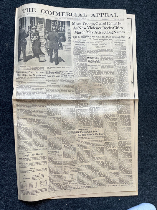 1968 MLK Jr Race Riots, Marches, US History, Civil Rights Black History BLM – Vintage Original Newspaper,