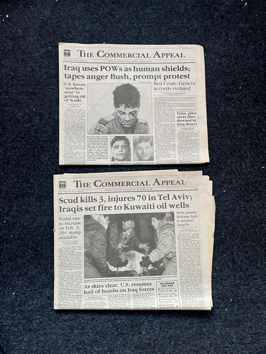 1991 Operation Desert Storm War Begins - Original Vintage Newspaper - George Bush Sr Declares War on Iraq Kuwait Liberation Washington Post