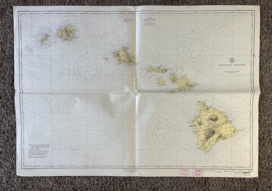 Large 1950s Map of Hawaii and Oahu 32 x 46, Pearl Harbor Maps, Vintage Travel Art, Hawaiian Artwork, Hawaiian Souvenirs Gifts, Island Art