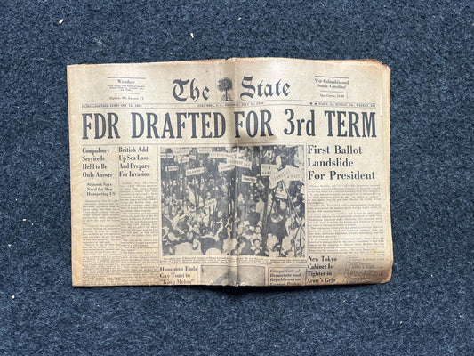 1940 FDR Wins Historic 3rd Term, Historic Gifts, Vintage Newspaper, WW2 Roosevelt, Gifts for History Teacher, American History, Gift for Him