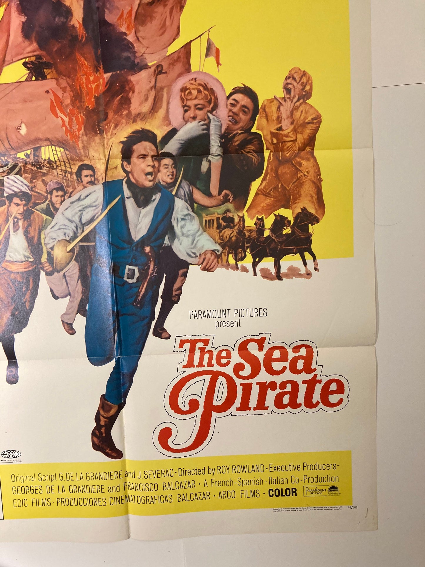Vintage 1967 Swashbuckler Pirate Film    -The Sea Pirate- Original Pirate Poster