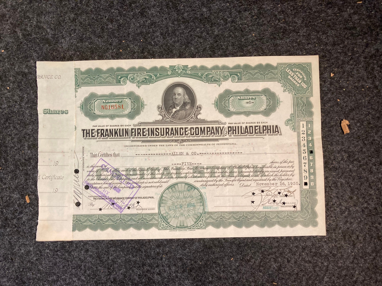 1930s State and Insurance Company Certificates - Money Art - Stock Art -Great Depression Art