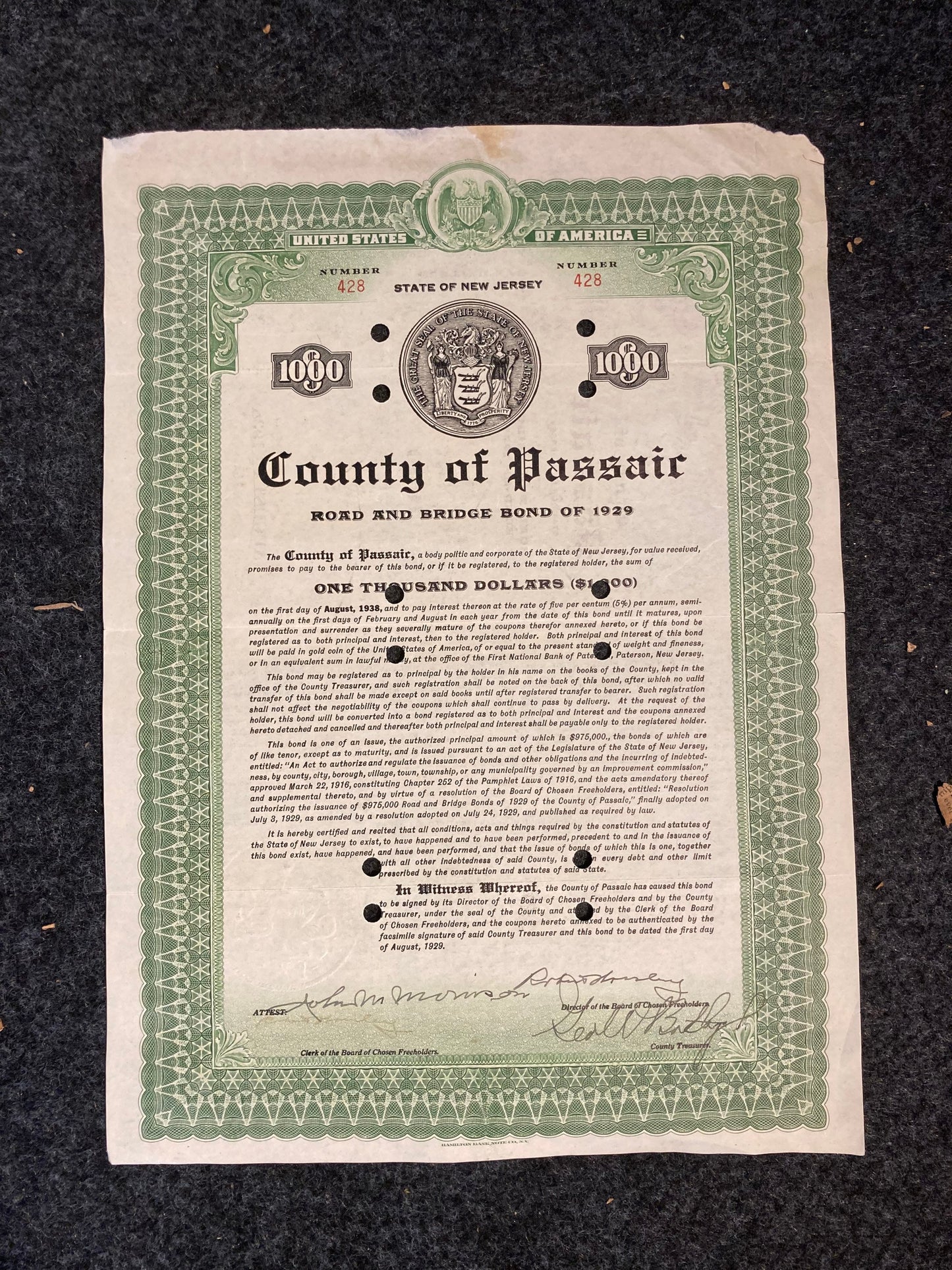 1930s State and Insurance Company Certificates - Money Art - Stock Art -Great Depression Art